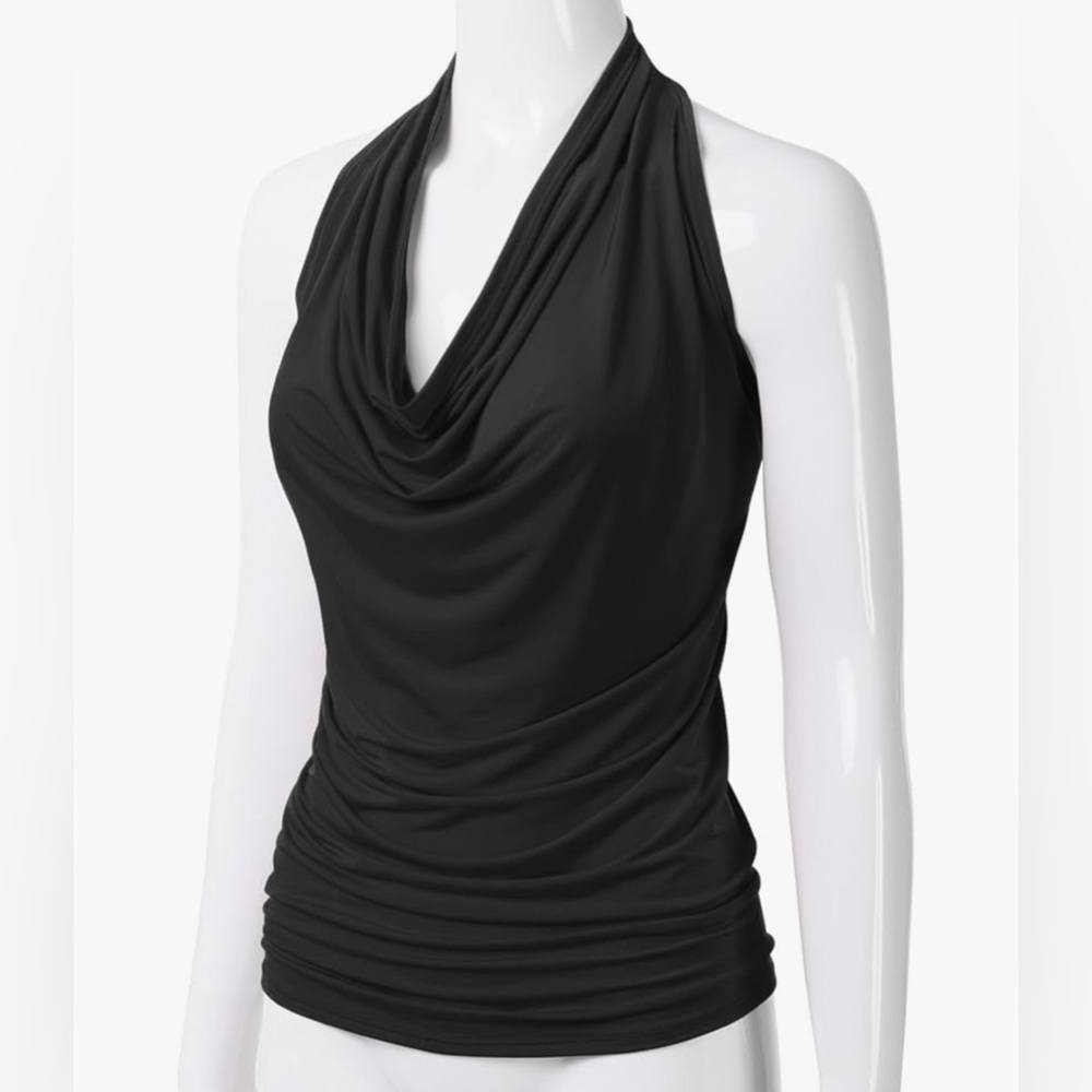 Elegant Black Halter Top | 1XL